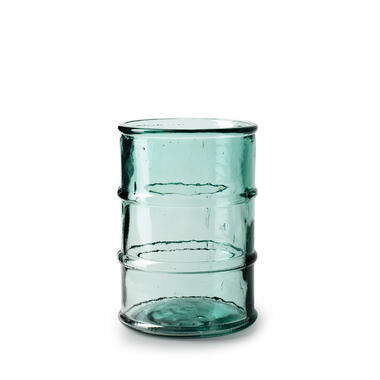 Jodeco Bloemenvaas Barril - transparant blauw - eco glas - D14 x H20cm product