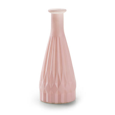 Jodeco Bloemenvaas Patty - mat roze - glas - D8,5 x H21 cm - fles vaas product