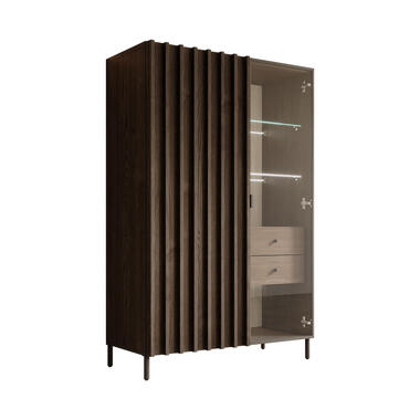 Meubella Dressoir Paz - Donker eiken - 92 cm - Met glas product