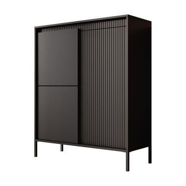 Meubella Dressoir Saran - Mat zwart - Hoog - 104 cm product