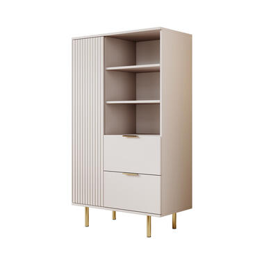 Meubella Vitrinekast Nicola - Beige - 80 cm - Laag product