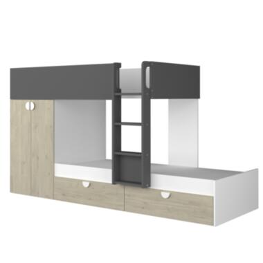 Trasman Stapelbed Jip met kast & lades - eik/wit/grijs product