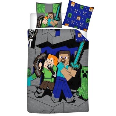 Minecraft Dekbedovertrek, Steve & Alex - Eenpersoons - 140 x 200 cm - Polycotton product