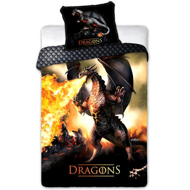 Draak Dekbedovertrek Dragons - Eenpersoons - 140 x 200 cm - Katoen product