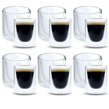OTIX Dubbelwandige Glazen Koffietassen Koffie en Espresso 12 stuks product