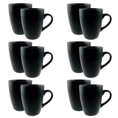 OTIX Koffiekopjes met Oor Koffietassen Set van 12 Mat Zwart 340ml product