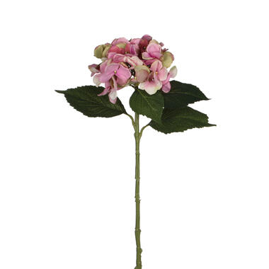 Mica Decorations Kunstbloem Hortensia tak - roze - 51 cm product