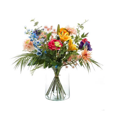 Emerald Kunstbloemen boeket/veldboeket - medium - Colourful Burst product