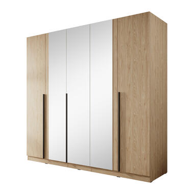 Meubella Kledingkast Valetta - Eiken - 225 cm - Met spiegel product