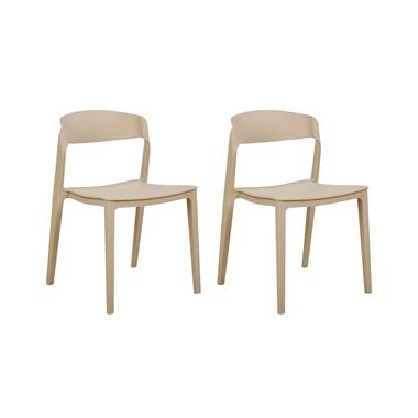 SOMERS - Eetkamerstoel set van 2 - Beige - Plastic product