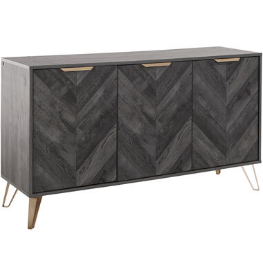 Dark Wood - Dressoir met 3 zwarte houtlook deuren product