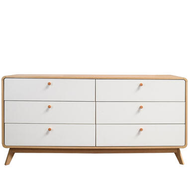 Cassie - Commode met 3+3 laden in spaanplaat van wit eiken product