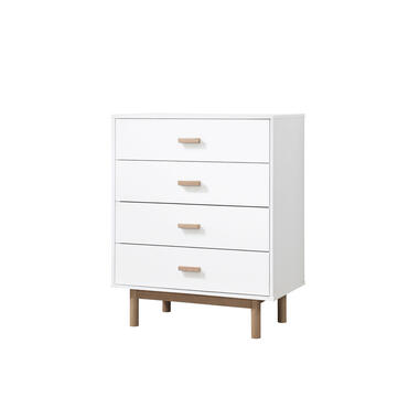 Melanie - Commode met 4 laden in spaanplaat van wit eiken product