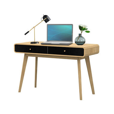 Cassie - 2-deurs bureau in eiken en zwarte spaanplaat product