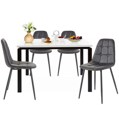 Sabine & Luna - Set eettafel 120x90 cm en 4 zwarte stoelen product