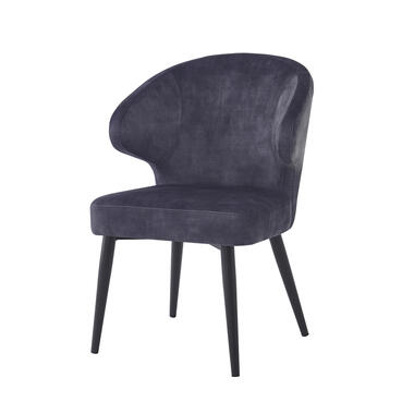 Livingfurn - Eetkamerstoel Donna antraciet Velvet - Antraciet - 2 stuks product