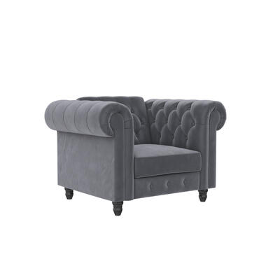 Felix - Fauteuil chesterfield in antraciet fluweel product