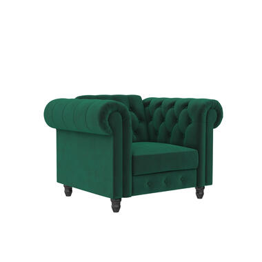 Felix - Fauteuil chesterfield donkergroene fluwelen product