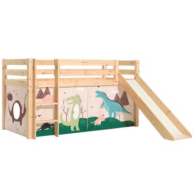 Vipack Halfhoogslaper met glijbaan Astrid met bedtent Dino - dennenhout product