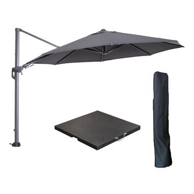 Garden Impressions Hawaii zweefparasol 3.5m d. grijs met voet en hoes product