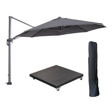 Garden Impressions Hawaii zweefparasol 3.5m d. grijs met voet en hoes product