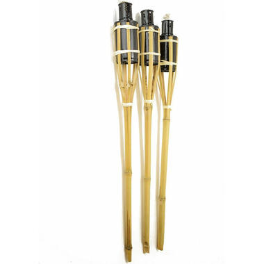Cozy & Trendy Tuinfakkels - 3x - met oliehouder - bamboe - 60 cm product
