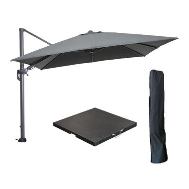 Garden Impressions Hawaii zweefparasol 3x3m d. grijs met voet en hoes product