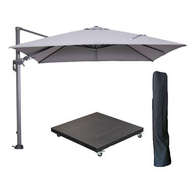 Garden Impressions Hawaii zweefparasol 3x3m l. grijs met voet en hoes product