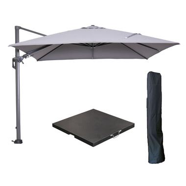 Garden Impressions Hawaii zweefparasol 3x3m l. grijs met voet en hoes product