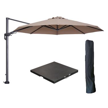 Garden Impressions Hawaii zweefparasol 3.5m taupe met voet en hoes product