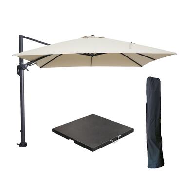 Garden Impressions Hawaii zweefparasol 3x3m ecru met voet en hoes product