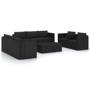 vidaXL 10-delige Loungeset met kussens poly rattan zwart product
