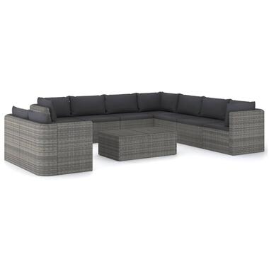 vidaXL 10-delige Loungeset met kussens poly rattan grijs product