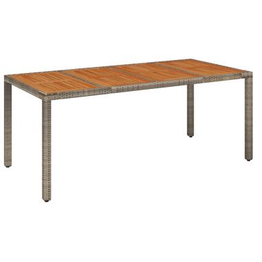 vidaXL Tuintafel met houten blad 190x90x75 cm poly rattan grijs product