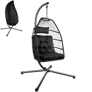 tectake® - Hangstoel Ariane met standaard en kussens 160kg – zwart product