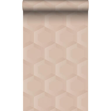 Origin Wallcoverings eco-texture vliesbehang - 3d hexagon motief - licht roze product