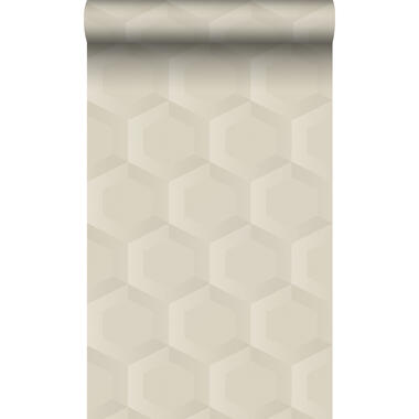 Origin Wallcoverings eco-texture vliesbehang - 3d hexagon motief - lichtbeige product