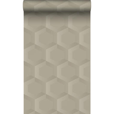 Origin Wallcoverings eco-texture vliesbehang - 3d hexagon motief - zand beige product