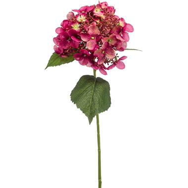 Emerald Kunstbloem hortensia tak - 50 cm - fuchsia - decoratie product