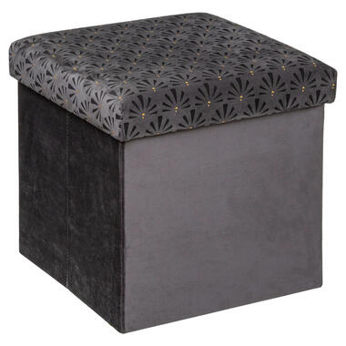 Atmosphera Storage Poef/hocker - Opvouwbaar - Donkergrijs - 38x38 cm product