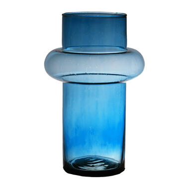 Hakbijl Glass Bloemenvaas Luna - blauw - eco glas - D19 x H30 cm product