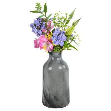 Countryfield Bloemenvaas Valetta - zwart/wit/grijs - deco glas - D16 x H29 cm product