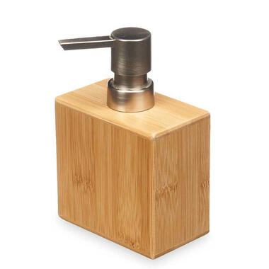 Berilo zeeppompje/dispenser Bamboo - lichtbruin/zilver - hout - 18 cm product