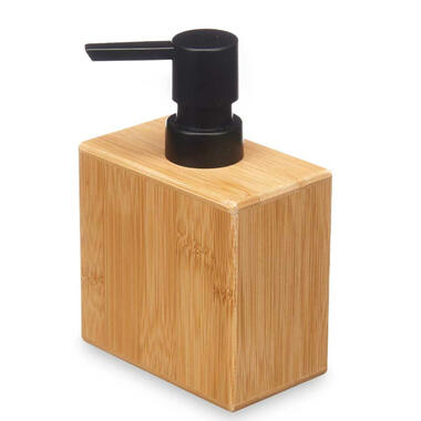 Berilo zeeppompje/dispenser Bamboo - lichtbruin/zwart - hout - 18 cm product