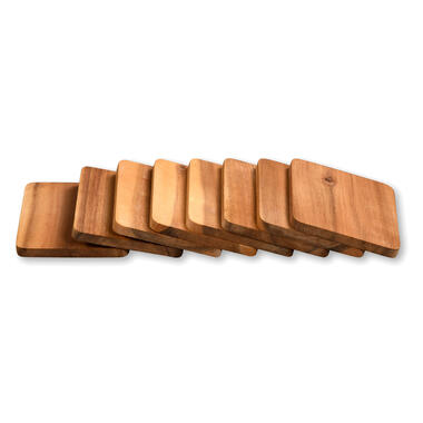 Kesper onderzetters voor glazen - 8x - acacia hout - 10 x 8 cm product