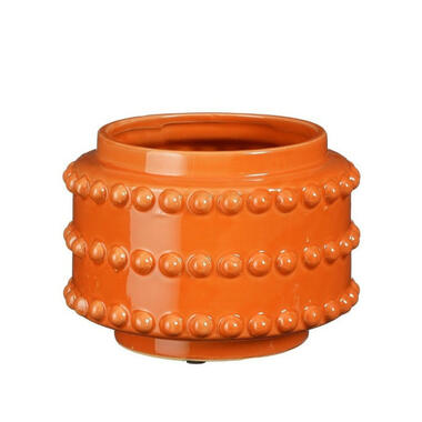 Mica Decorations Bloempot - boaz - gebobbeld - oranje - 13x17 cm product