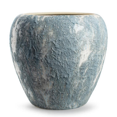 Jodeco Plantenpot Marble - wit/ijsblauw - keramiek - D29xH26cm product