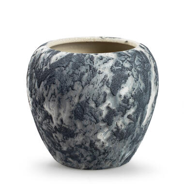 Jodeco Plantenpot/bloempot Marble - wit/zwart - keramiek - 18x16 cm product