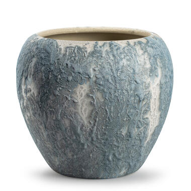 Jodeco Plantenpot Marble - wit/blauw - keramiek - D24 x H22 cm product