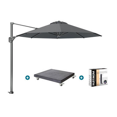 Platinum Voyager ronde zweefparasol T1 3 m. - Antraciet + Modena voet en hoes product